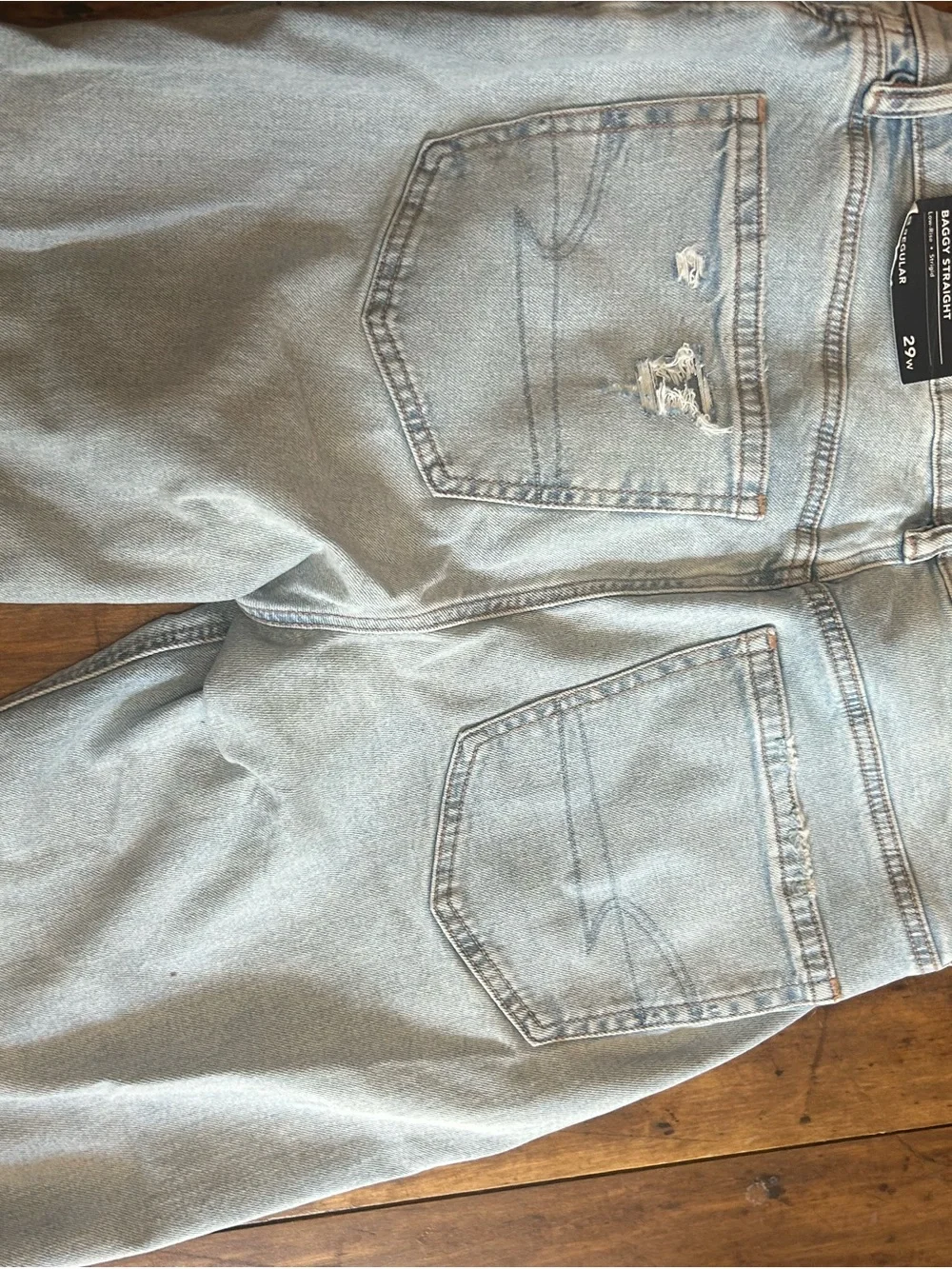 American Eagle Outfitters Light Blue Distressed Straight Leg Jeans